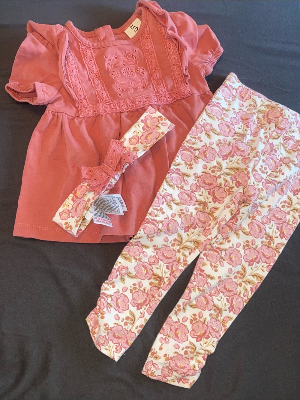 Happily Grey 3-Piece Floral & Eyelet Set - Size 12M